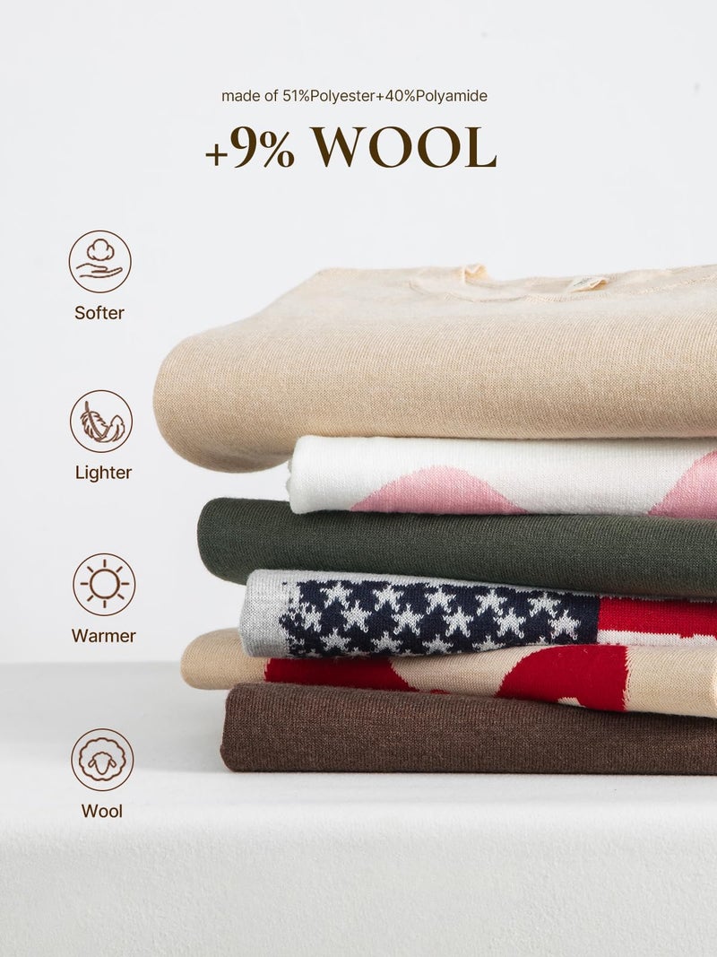 EVALESS Spring Sweaters for Women 2026 Trendy Lightweight Wool Blend Knit Sweaters Cute Long Sleeve Crewneck Bow Graphic Sweater Spring Outfits Pullover Sweater Tops Jet Stream Medium - Image 4