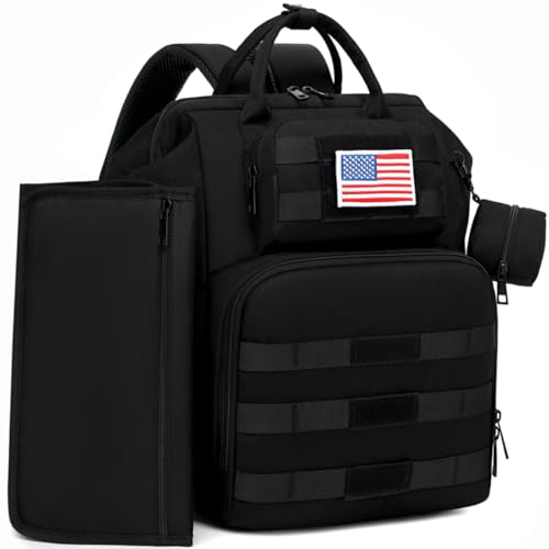 ROSEGIN Diaper Bag Backpack for Dad and Men Large Travel Baby Bag with Changing Pad Pacifier Case Removable Flag Patch Baby Shower Gifts Shadow Black - Image 1