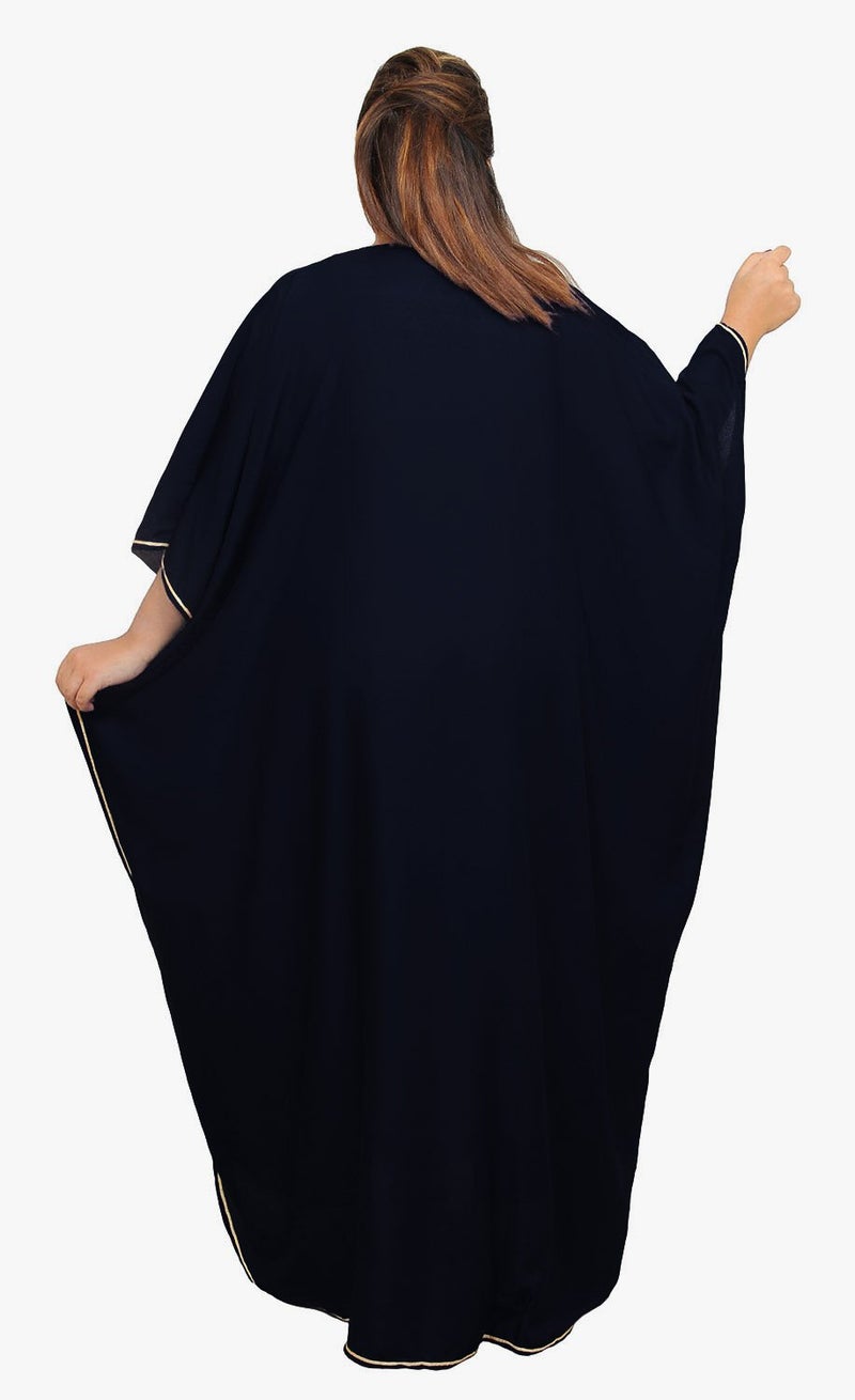 Treasures Of Morocco قفاطين مغربية للنساء بحجم زائد قفطان مصنوع يدويًا مع تطريز XXL إلى 4XL أسود - Image 2