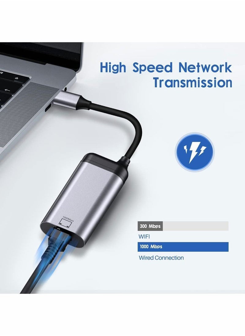 Y&D 4-in 1 USB C to Ethernet Adapter with Port and 65W Power Delivery, Network LAN Converter 10/100/1000 Mbps for MacBook Pro, iPad Pro 2018 Later, Switch  - Image 4