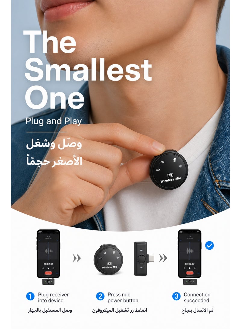 SIGood Wireless Lavalier Microphone for iPhone, Mini Microphones for Android Equipment - Noise Reduction Lapel Mic for Professional Recording ,Lapel Microphone Wireless for Video,Vlogging,YouTube,TikTok - Image 2