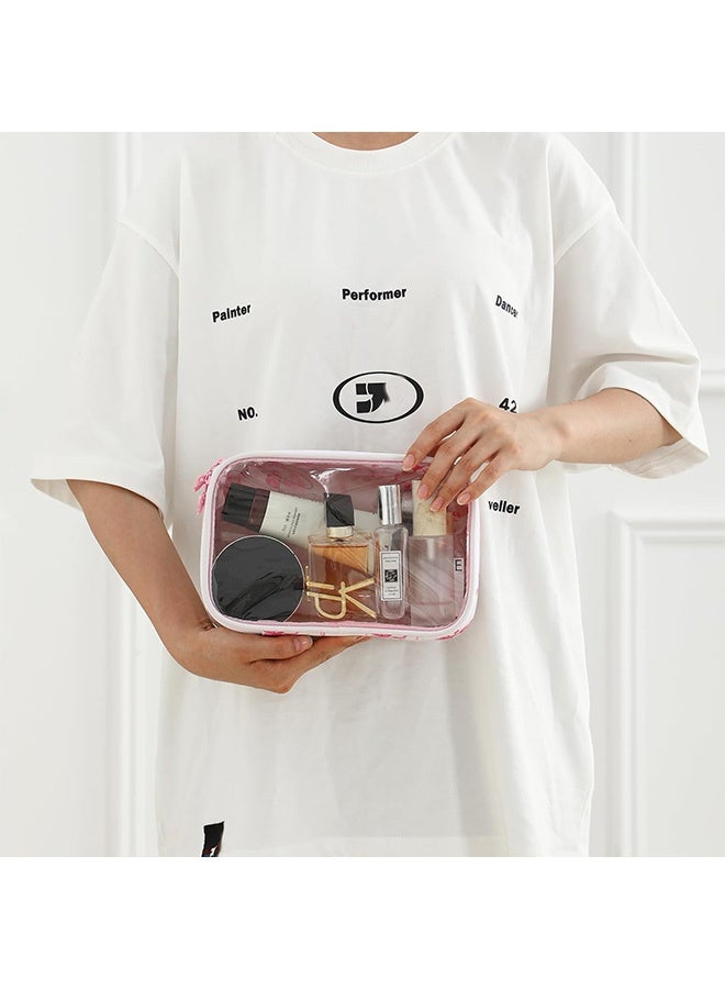 حقيبة مكياج شفافة لطيفة مع نمط فيونكة، حقيبة مستحضرات تجميل سفر شفافة من النايلون مع سحاب، حقيبة تنظيم مكياج محمولة للأساسيات - Image 5