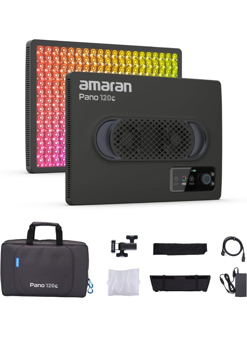 Aputure Amaran Pano 120C Kit (Charcoal) – RGBWW LED Panel Light with Full-Color Control, Portable Soft Light Panel, Adjustable Color Temperature, Professional Video Lighting Kit with Soft Case, App Control, Studio Lighting Fixture for Filmmaking, Photography & Content Creation Charcoal - Image 1