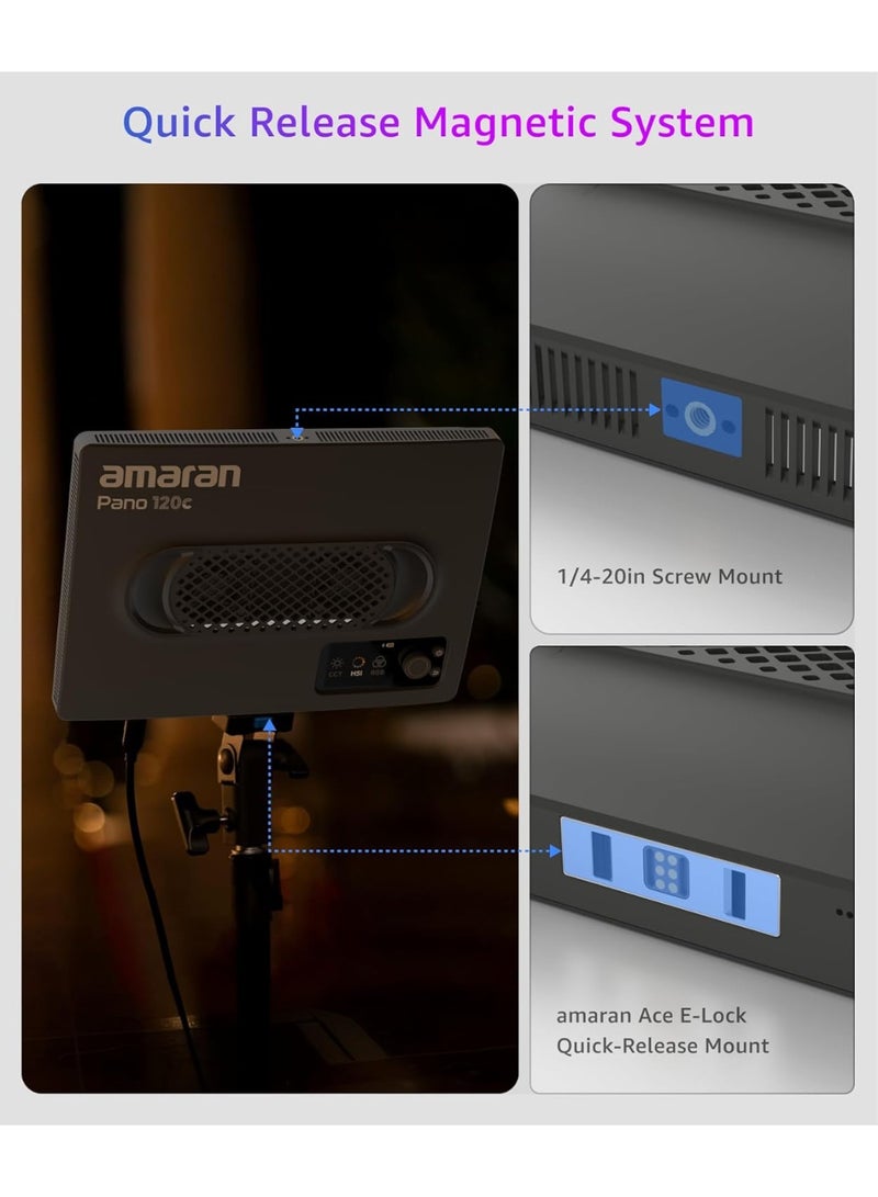 Aputure Amaran Pano 120C Kit (Charcoal) – RGBWW LED Panel Light with Full-Color Control, Portable Soft Light Panel, Adjustable Color Temperature, Professional Video Lighting Kit with Soft Case, App Control, Studio Lighting Fixture for Filmmaking, Photography & Content Creation Charcoal - Image 4