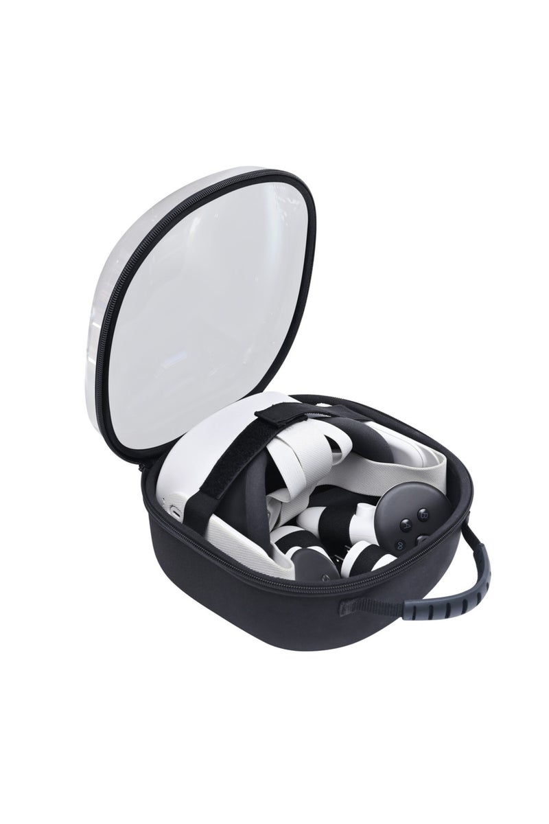 Black Clear Hard Carrying Case Compatible with Oculus Meta Quest 3S/Quest 3/Quest 2 VR Headset and T