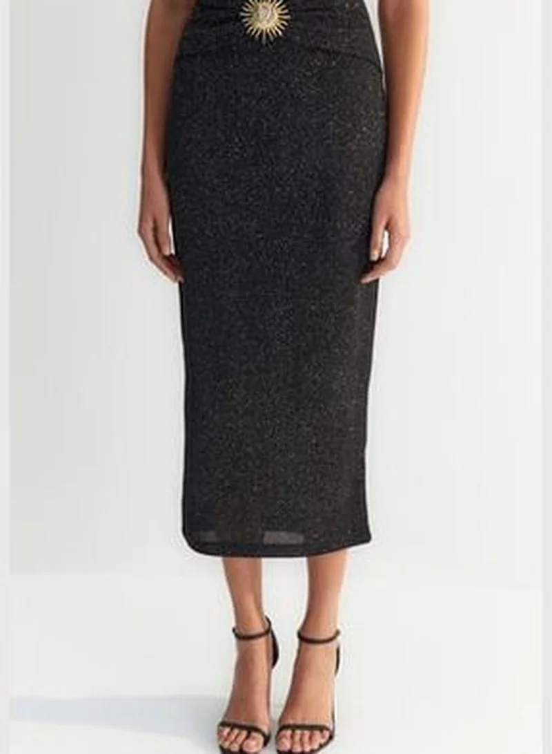 trendyol X Zeynep Tosun Black Sunglasses Glittery Knitted Skirt TCLSS23ET00009.