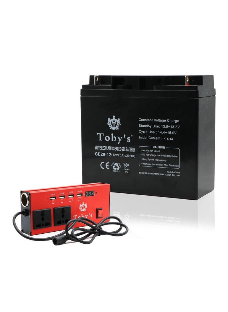 توبيز بطارية بقوة 20000 مللي أمبير في الساعة، بطارية قابلة لإعادة الشحن بقوة 20 أمبير مع محول طاقة 220 فولت، مثالية للتخييم، مصنوعة من مادة ABS - Image 1