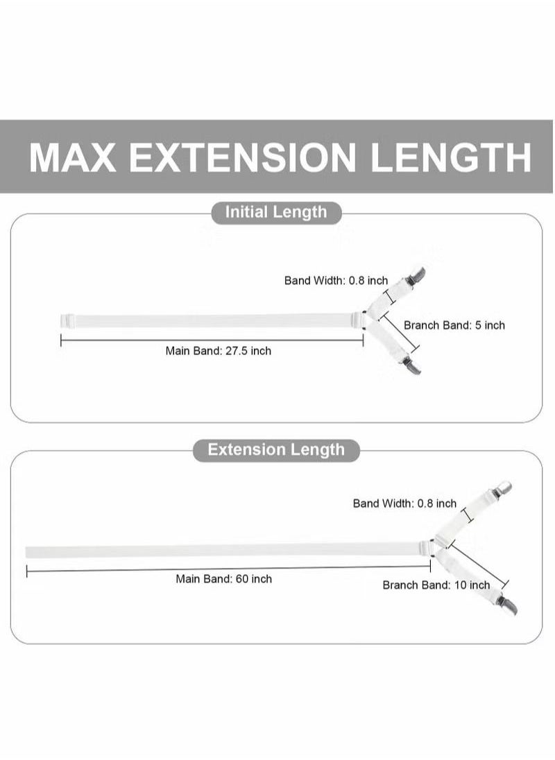 Generic Bed Sheet Holder Straps, Adjustable Premium Fitted Suspenders with 6 Way Cross Elastic Bands and Corner Clips, for Bedding Mattress Fasteners(White)  - Image 3