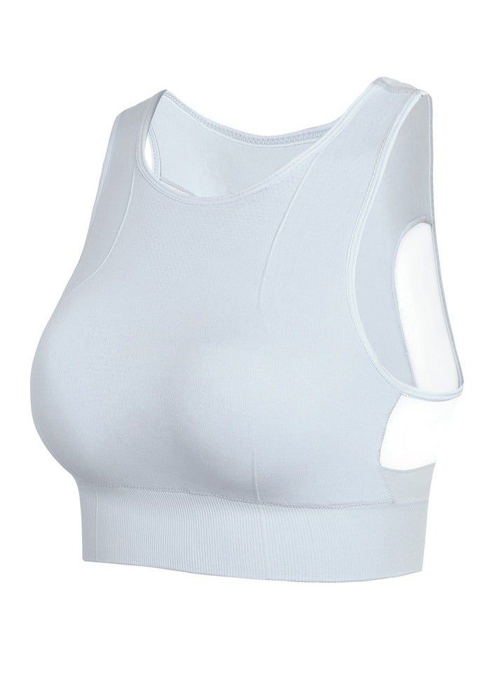 AROAQ Full Coverage Longline Sports Bra, Shockproof Fitness Yoga Running Sports Bra,  Seamless Quick-drying Medium Impact Push Up Tank Top For Yoga Gym Workout, (Size 2XL, White) - Image 1