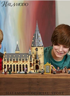 HALAMODO Harry Potter Hogwarts Great Hall Building Kit and Magic Castle Toy, Fantasy Creatures, Hermione Granger, Draco Malfoy and Hagrid (924 Pieces)  - Image 2