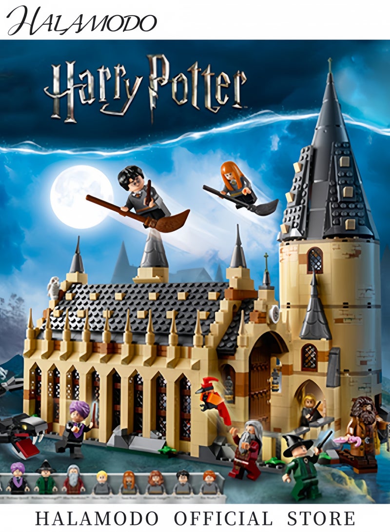 HALAMODO Harry Potter Hogwarts Great Hall Building Kit and Magic Castle Toy, Fantasy Creatures, Hermione Granger, Draco Malfoy and Hagrid (924 Pieces) - Image 4
