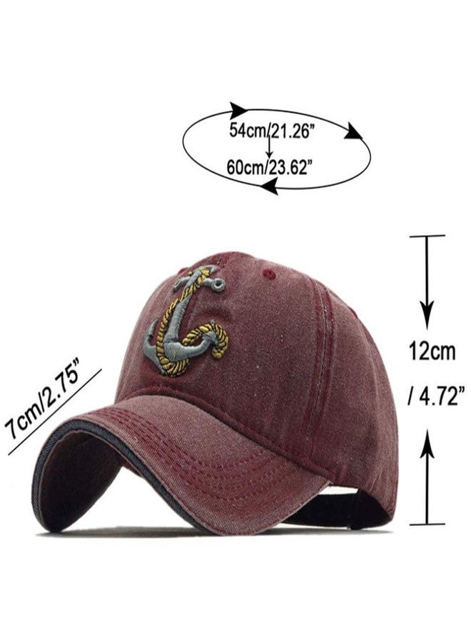 FASHOLIC Anchor Denim Unisex Baseball Caps (Maroon) - Image 2