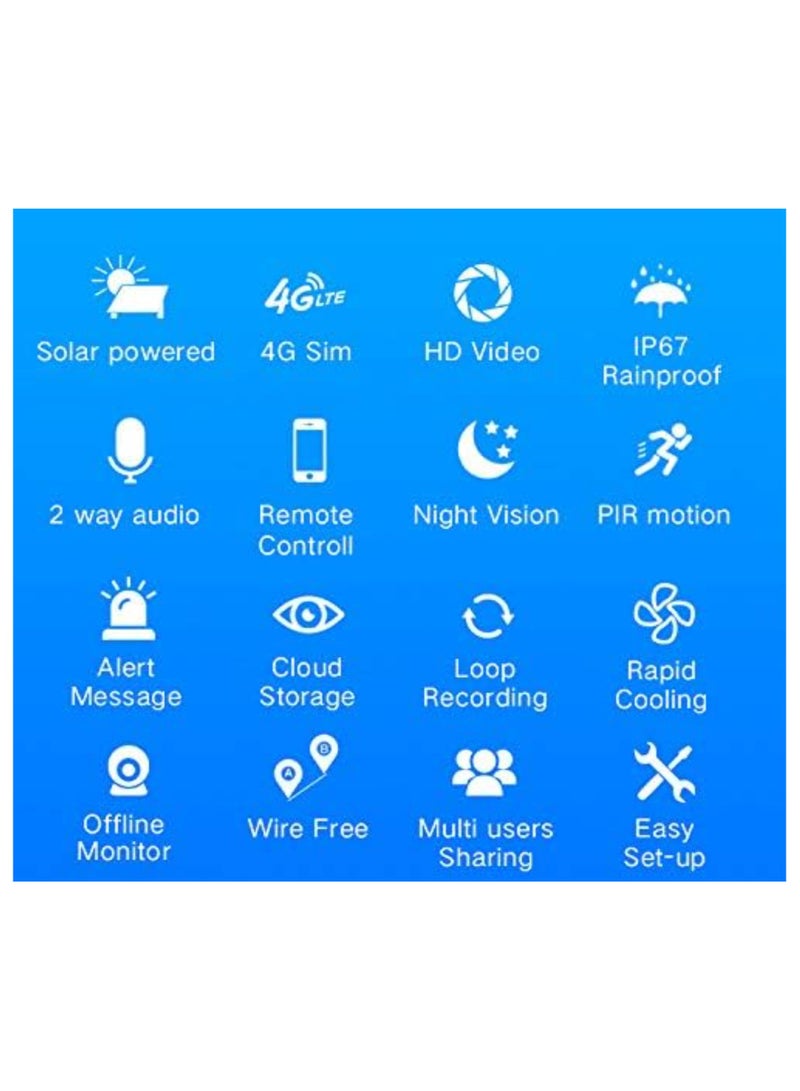 SOLARAE كاميرات رصاصية، كاميرا خارجية عالية الدقة، 2.0 ميجابكسل 1080P تدعم بطاقة SIM 4G LTE، كاميرا أمان خارجية تعمل بالطاقة الشمسية مع كشف الحركة PIR، أمان خارجي مقاوم للعوامل الجوية - Image 3