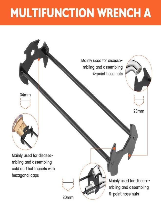Ranjaner 2 Pcs Basin Wrenchs Multifunctional Faucet Wrench for Undermount Sink, Under Sink Plumbers Wrenchs, Socket Wrench Plumbing Tools for Tight Spaces Kitchen Bathroom - Image 3