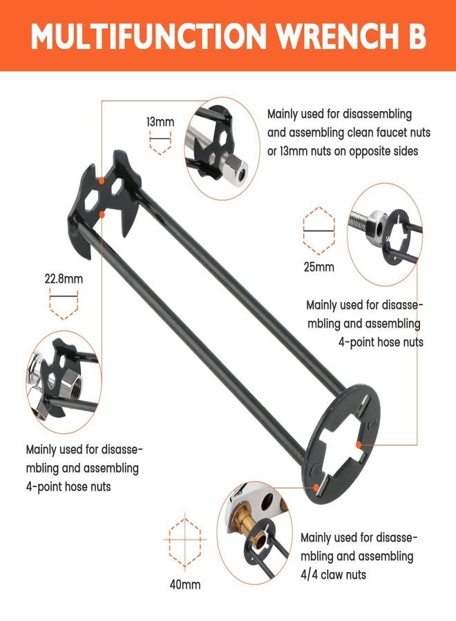 Ranjaner 2 Pcs Basin Wrenchs Multifunctional Faucet Wrench for Undermount Sink, Under Sink Plumbers Wrenchs, Socket Wrench Plumbing Tools for Tight Spaces Kitchen Bathroom - Image 4