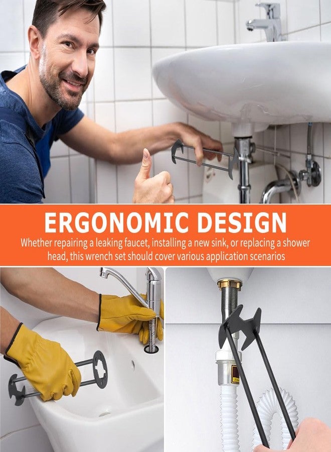 Ranjaner 2 Pcs Basin Wrenchs Multifunctional Faucet Wrench for Undermount Sink, Under Sink Plumbers Wrenchs, Socket Wrench Plumbing Tools for Tight Spaces Kitchen Bathroom - Image 5