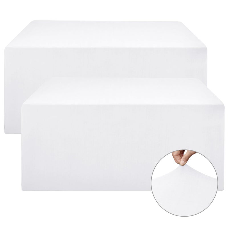 Nasitos Spandex Fitted Table Clothes  2 Pack - 48 x 24 Inch - White Rectangle Tablecloths for 4 Foot Tables  Fabric Table Cover Protector for Folding Table  Parties  Craft Show  Trade Show - Image 1