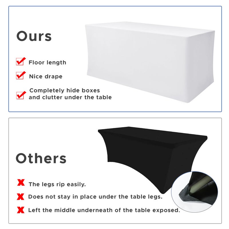 Nasitos Spandex Fitted Table Clothes  2 Pack - 48 x 24 Inch - White Rectangle Tablecloths for 4 Foot Tables  Fabric Table Cover Protector for Folding Table  Parties  Craft Show  Trade Show - Image 5