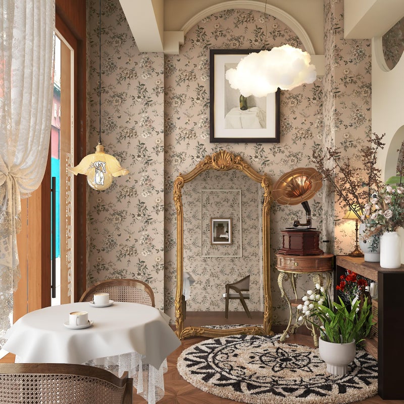 Theper Floral Wallpaper Peel and Stick Wallpaper Boho 17.3"Ã—78.8" Vintage Floral Contact Paper for Cabinets Removable Self Adhesive Wall Paper for Bedroom Butterfly Flower Mural Decor Vinyl Roll - Image 2