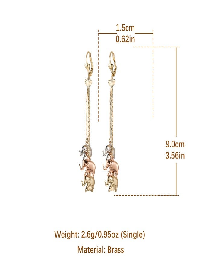 HZMAN Dainty Elephant Earring for Women 14K Gold Plated Hypoallergenic Dangle Drop Earrings Long Tassel Cute Animal Earring - Image 5