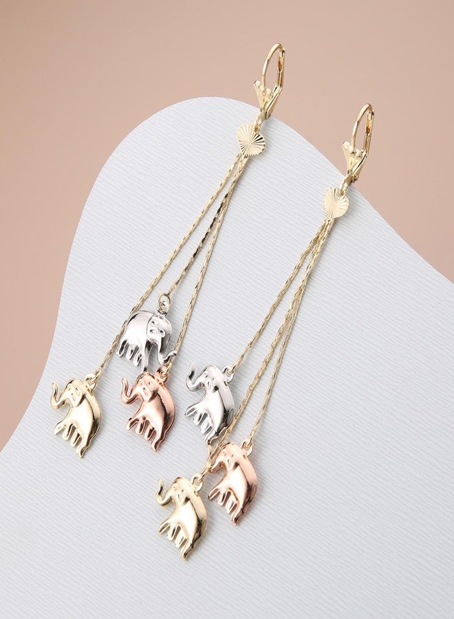HZMAN Dainty Elephant Earring for Women 14K Gold Plated Hypoallergenic Dangle Drop Earrings Long Tassel Cute Animal Earring - Image 4