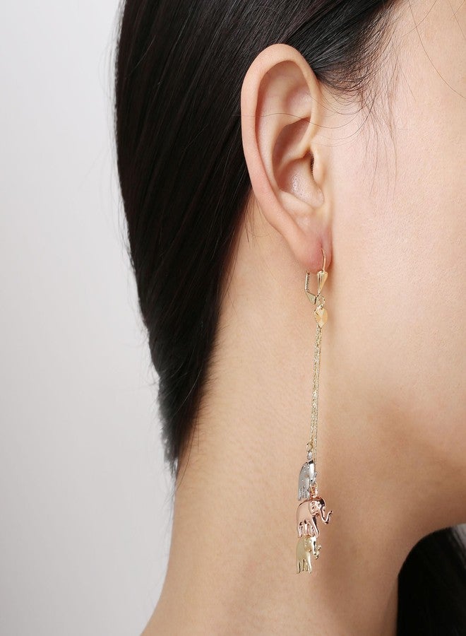 HZMAN Dainty Elephant Earring for Women 14K Gold Plated Hypoallergenic Dangle Drop Earrings Long Tassel Cute Animal Earring - Image 2