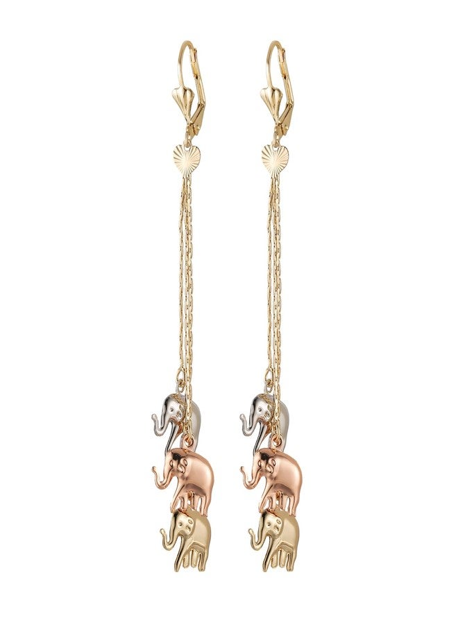 HZMAN Dainty Elephant Earring for Women 14K Gold Plated Hypoallergenic Dangle Drop Earrings Long Tassel Cute Animal Earring - Image 1