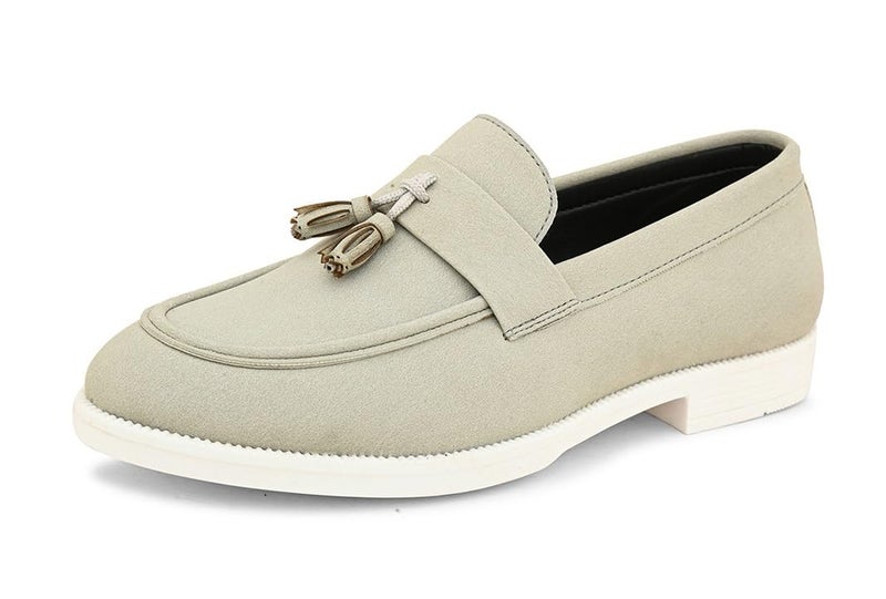MACTREE Men's Cream Suede Leather Stylish Loafers Shoes - 6 UK - Image 1