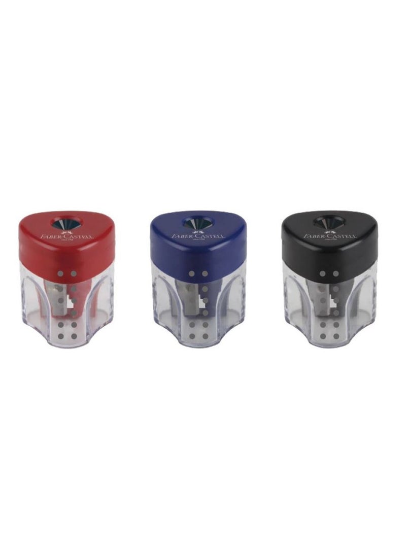 FABER-CASTELL - 6-Piece Triangular Grip Tub Sharpener Assorted Colours - Image 1