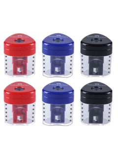 6-Piece Triangular Grip Tub Sharpener Assorted Colours