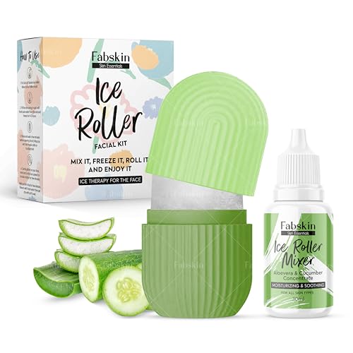 Fabskin Ice Roller For Face Massager, Neck and Body | With Aloevera & Cucumber Mixer 30ml For Men & Women | Ice Cube Facial Roller Kit l For Skin Moisturizing & Soothing - Image 2