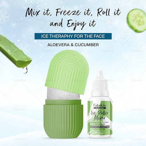 Fabskin Ice Roller For Face Massager, Neck and Body | With Aloevera & Cucumber Mixer 30ml For Men & Women | Ice Cube Facial Roller Kit l For Skin Moisturizing & Soothing - Image 3