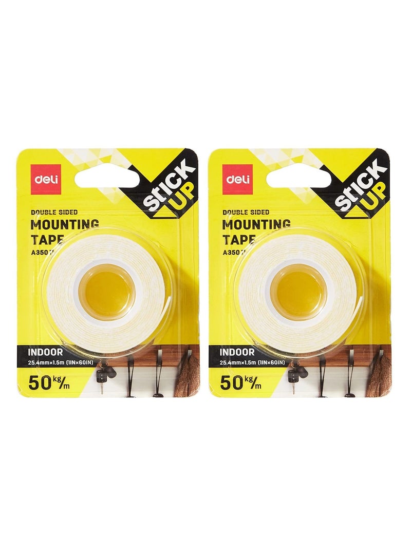 Deli 2-Piece Double Sided Mounting Tape 1.5 Meter Length - Image 1