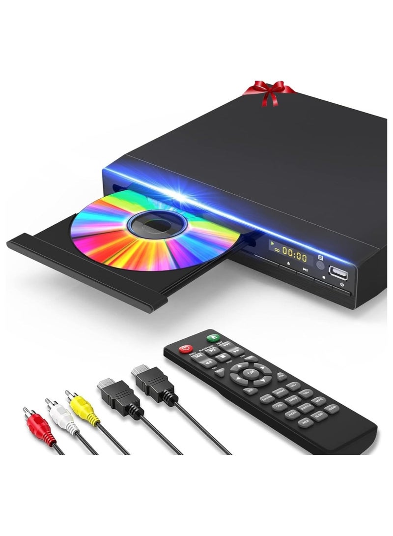 DVD Player, HDMI Region Free DVD Players for Smart TV, 1080P Upscaling, USB Input, HDMI/RCA Output Cable Included, Breakpoint Memory, Built-In PAL/NTSC, CD Players For Home - Image 1