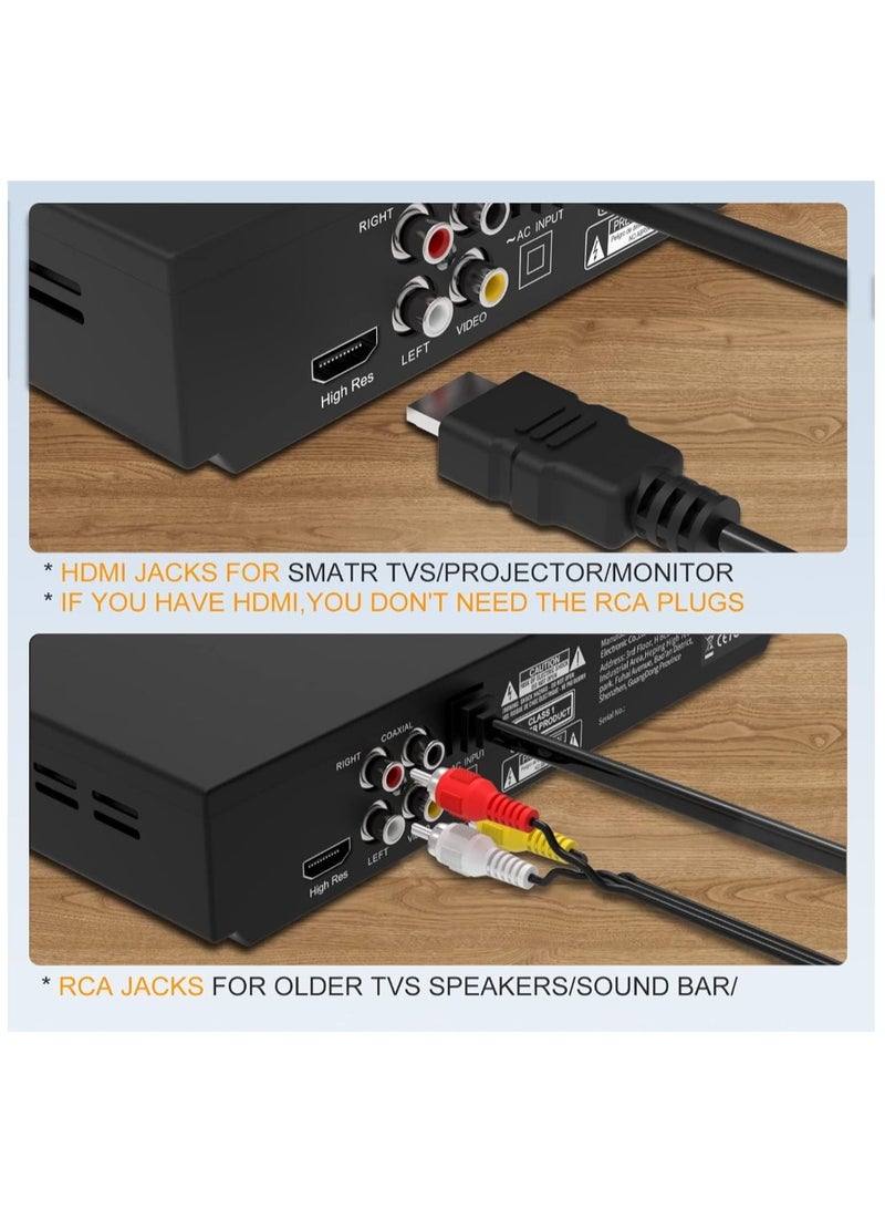 DVD Player, HDMI Region Free DVD Players for Smart TV, 1080P Upscaling, USB Input, HDMI/RCA Output Cable Included, Breakpoint Memory, Built-In PAL/NTSC, CD Players For Home - Image 3