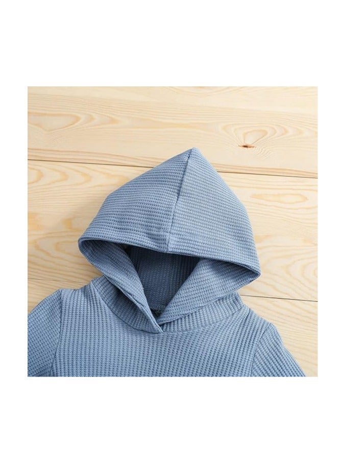 Newborn Unisex Baby Clothes Set Hooded Long Sleeve Bodysuit Stretchy Pants Ribbed Outfits Fall Winter - Image 3