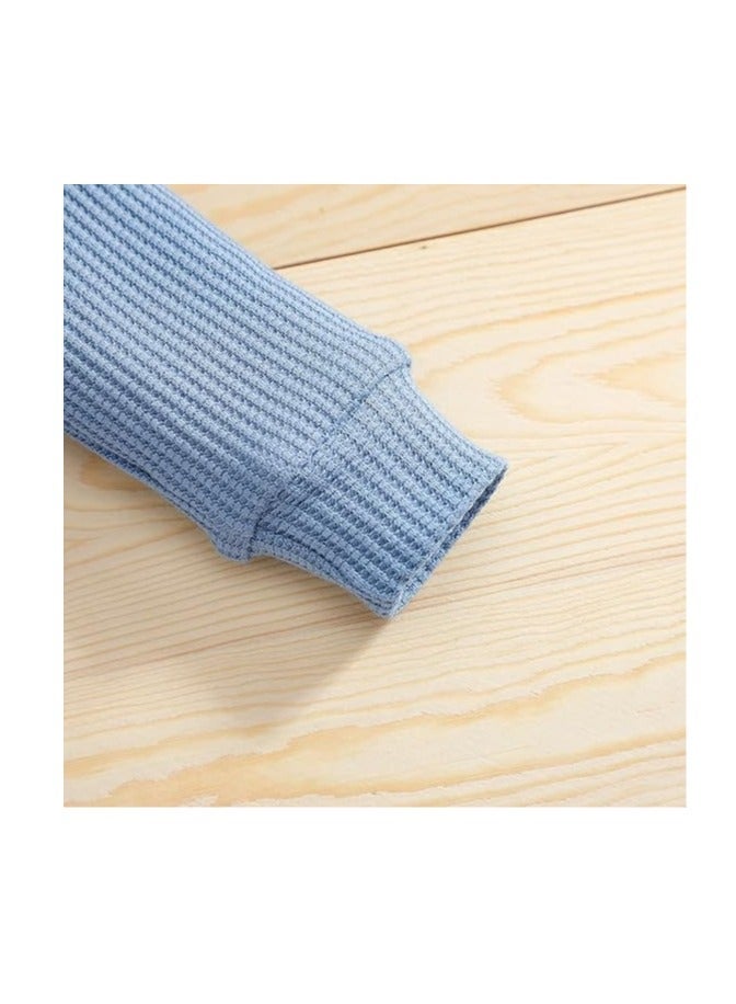 Newborn Unisex Baby Clothes Set Hooded Long Sleeve Bodysuit Stretchy Pants Ribbed Outfits Fall Winter - Image 5