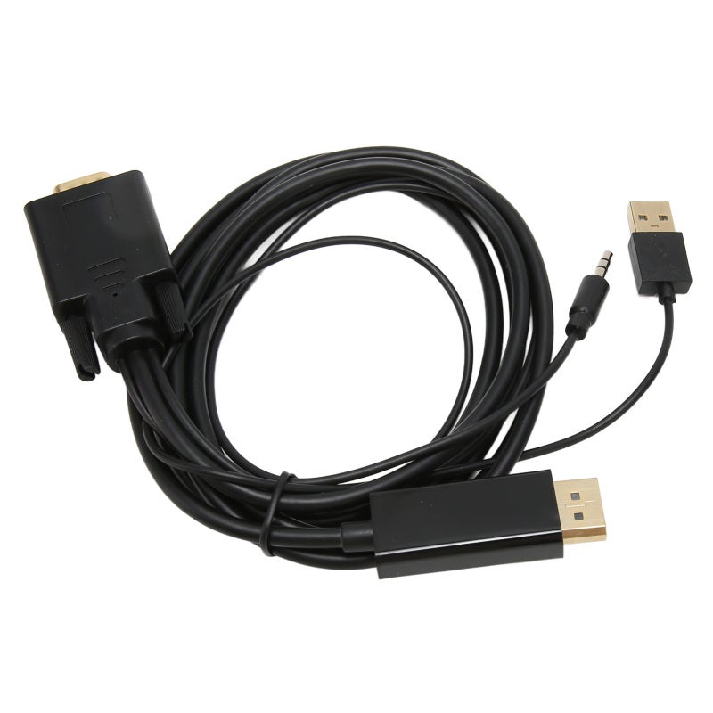 1080P كابل محول VGA إلى DP بدقة 1920x1080 و60 هرتز كامل الوضوح - محول فيديو مدمج بشريحة IC متطورة، كابل محول VGA إلى DP للكمبيوتر واللابتوب والبروجيكتور - Image 1