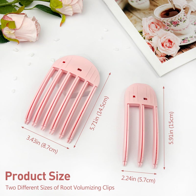 Zoolinn 2PCS Pink Shaping Styling Comb, for Fluffy Bangs, No-Trace Root Lifting Clips, High Crown Volume Tool for Men & Women, Easy Tool - Image 2