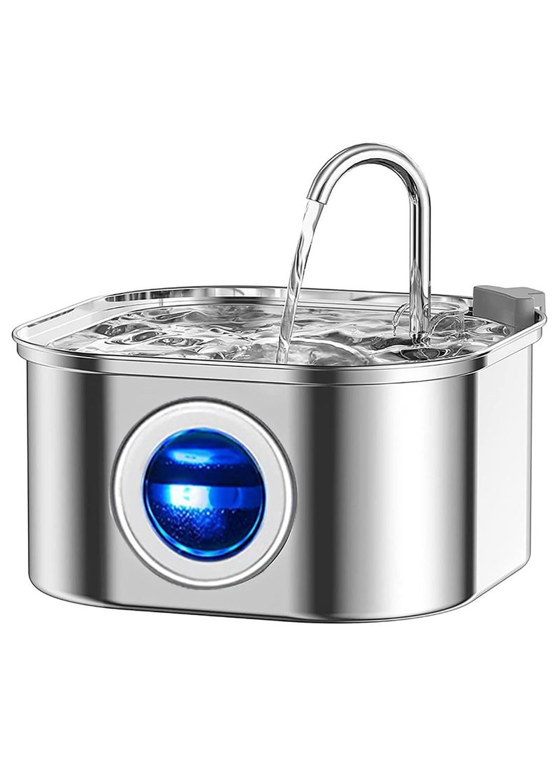 ماهمير نافورة مياه للقطط من ، نافورة للحيوانات الأليفة من الفولاذ المقاوم للصدأ مع مضخة هادئة، موزع مياه للحيوانات الأليفة بسعة كبيرة 3.2 لتر/108 أونصة مناسب للاستخدام الداخلي - وعاء موزع مياه أوتوماتيكي للحيوانات الأليفة - مستلزمات تغذية وسقاية القطط مع نافذة لمستوى المياه - Image 1