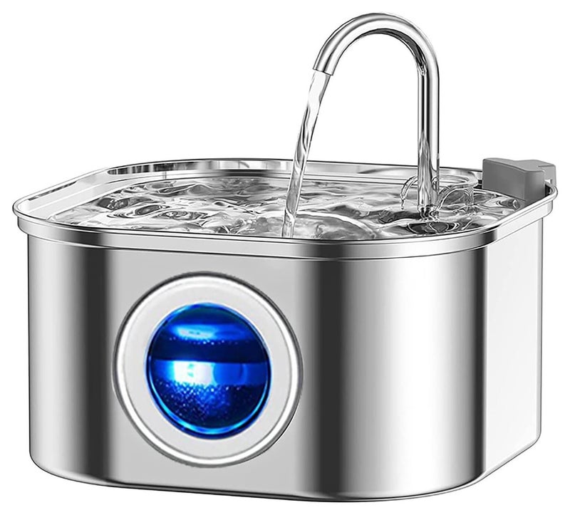 MahMir Cat Water Fountain,Stainless Steel Pet Fountain with Quiet Pump,3.2L/108oz Large Capacity Pet Water Dispenser Suitable for Indoor Use - Automatic Pet Water Dispenser Bowl - Cat Feeding & Watering Supplies with Water Level Window - Image 1