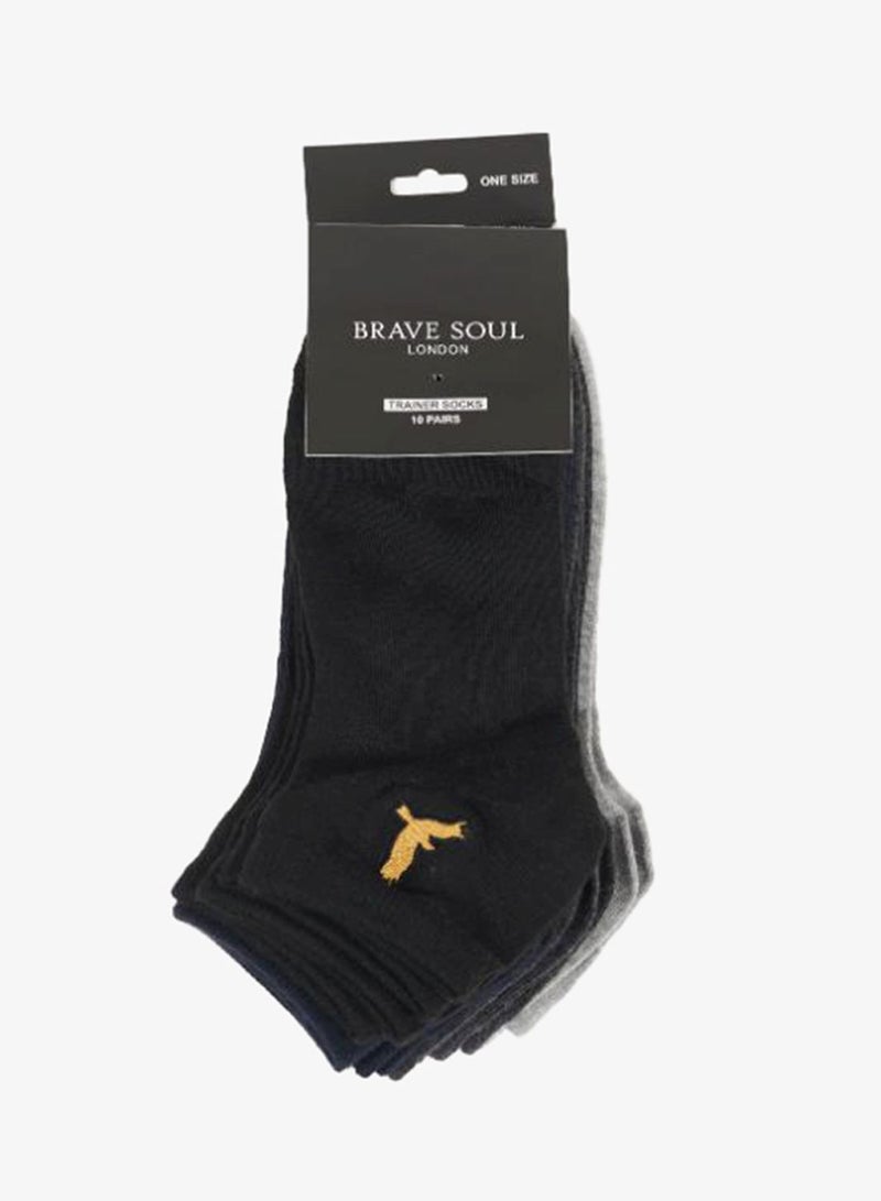 BRAVE SOUL MENS 10 PACK SOCKS WITH EMBROIDERY DETAILS - Image 2
