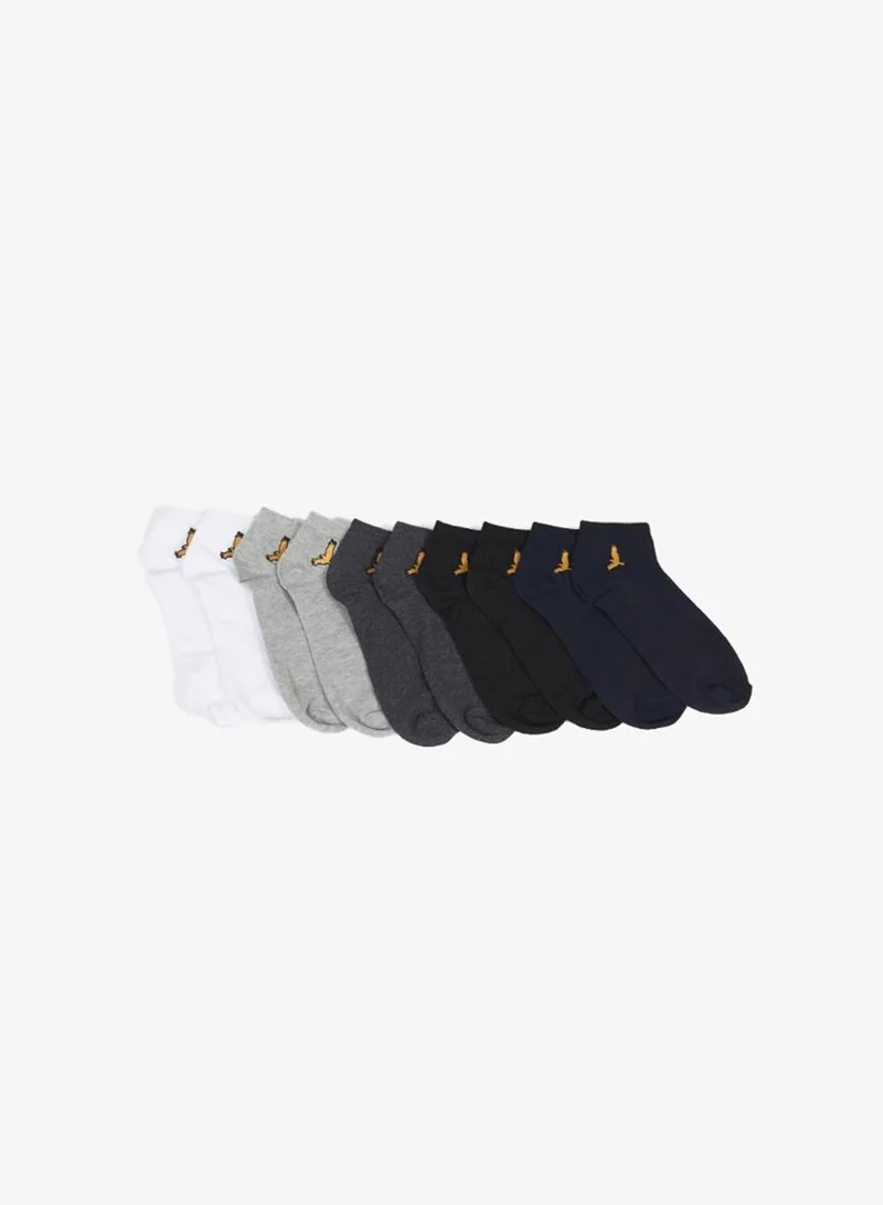 MENS 10 PACK SOCKS WITH EMBROIDERY DETAILS