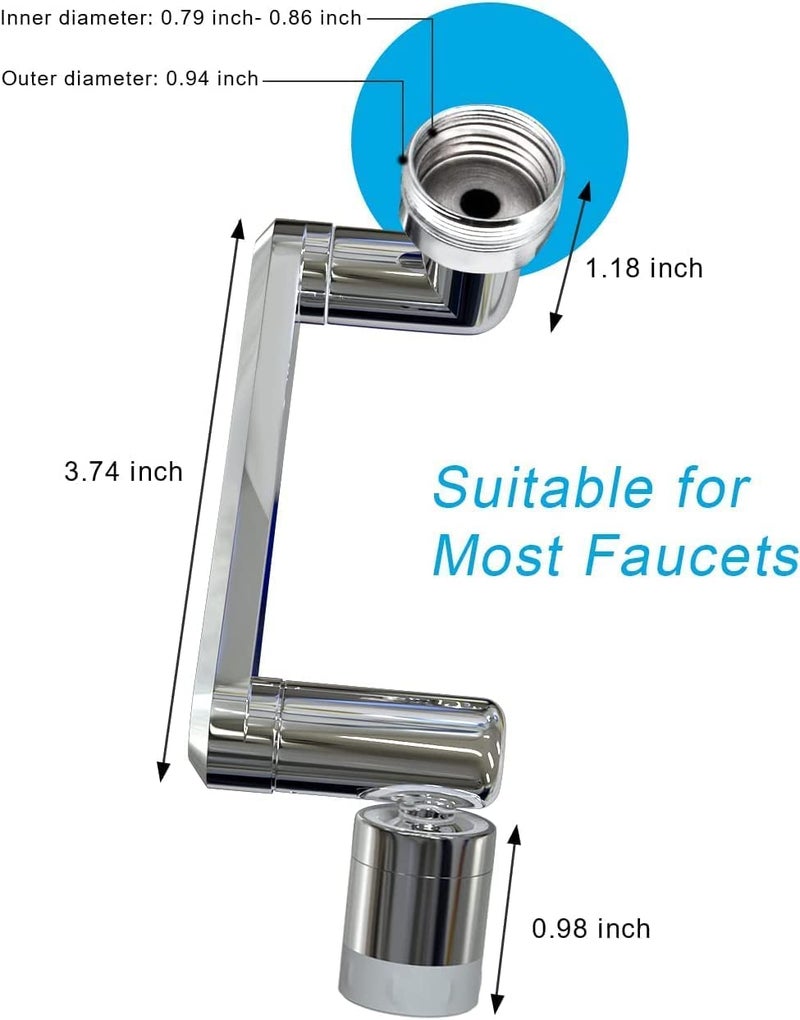 PIPULSE 1080 Two Gear Extension Faucet Aerator Universal Rotating Big Angle Swivel Splash Filter with Dual Sprayer Modes for Bathroom Steel Sink Versatile Water Outlet Extender - Image 5
