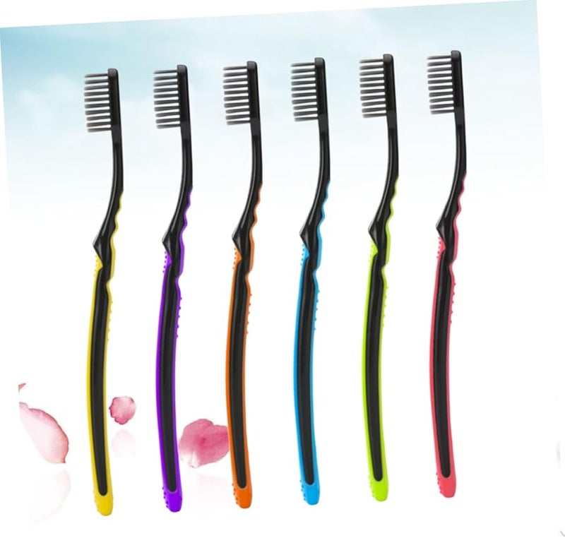 6 Pack Soft Bristle Bamboo Charcoal Toothbrushes ABS Handle For Home Travel Daily Use - Image 4