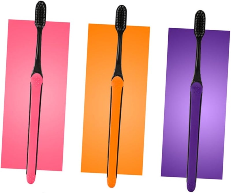 6 Pack Soft Bristle Bamboo Charcoal Toothbrushes ABS Handle For Home Travel Daily Use - Image 2