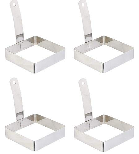 Dynore Stainless Steel 4 Square Egg Ring with Handle - Image 1