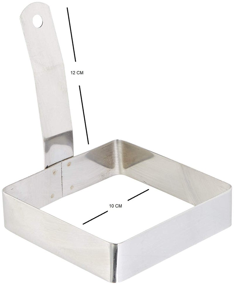 Dynore Stainless Steel 4 Square Egg Ring with Handle - Image 4