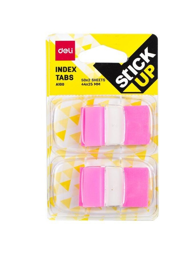 Deli 100-Piece Index Tabs 44x25mm Pink - Image 1