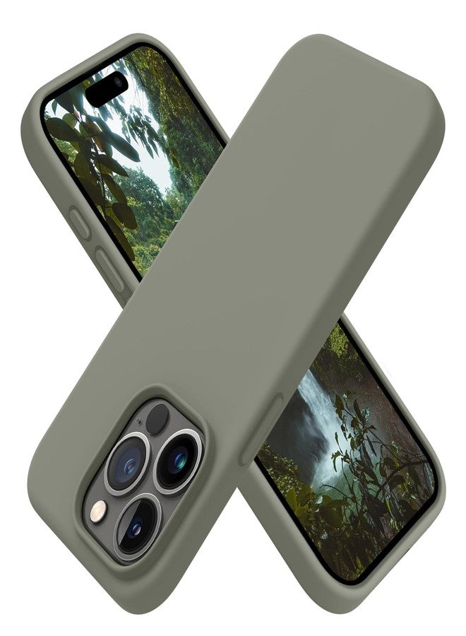 OTOFLY Compatible with iPhone 15 Pro Case, Silicone Shockproof Slim Thin Phone Case for iPhone 15 Pro(6.1 inch), (Calke Green) - Image 1
